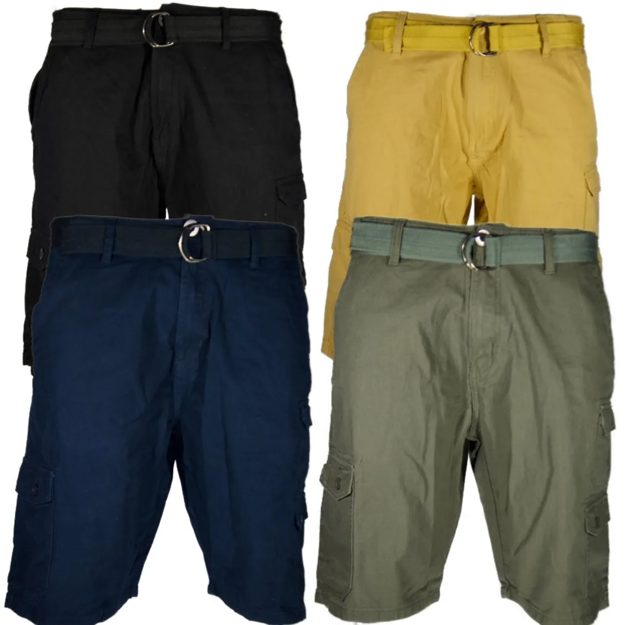 Men's Belted Cargo Shorts Casual Utility Cargo Pocket Lightweight Stretch Shorts
