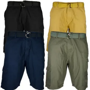 Men's Belted Cargo Shorts Casual Utility Cargo Pocket Lightweight Stretch Shorts