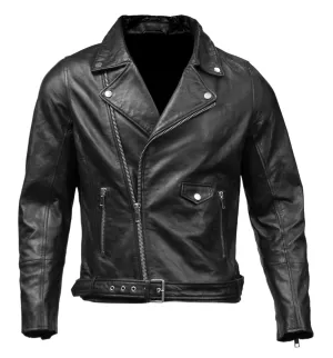 Men's Biker Police Black Leather Jacket