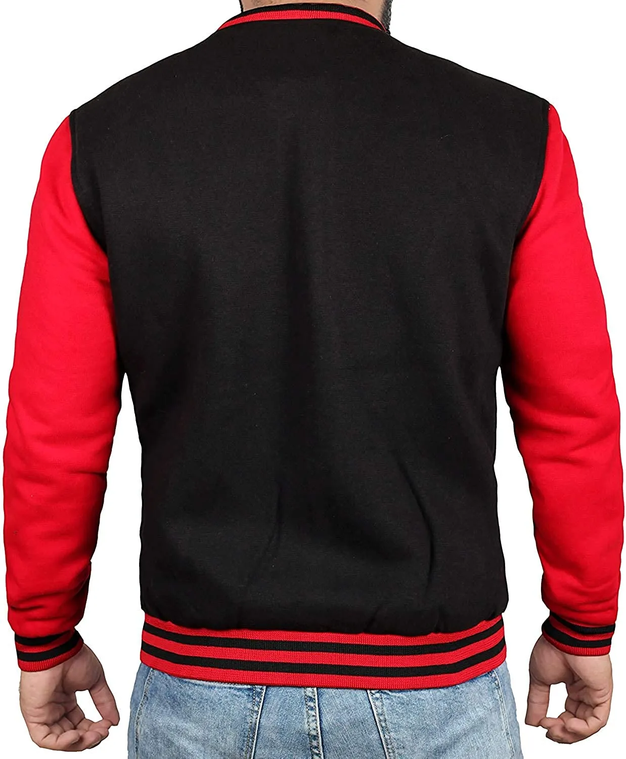 Mens Black & Red Varsity Jacket