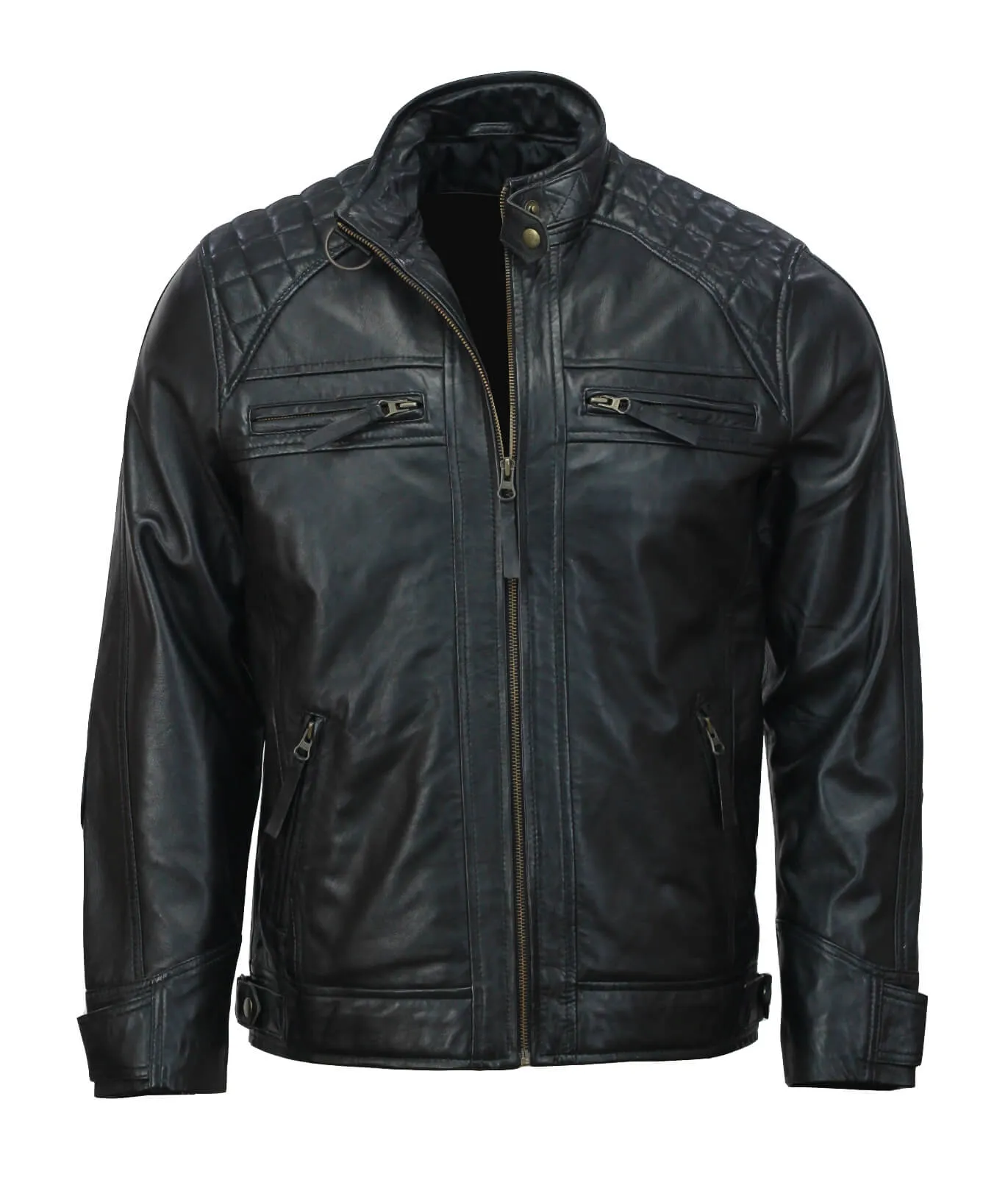 Men’s Black Moto Biker Leather Jacket