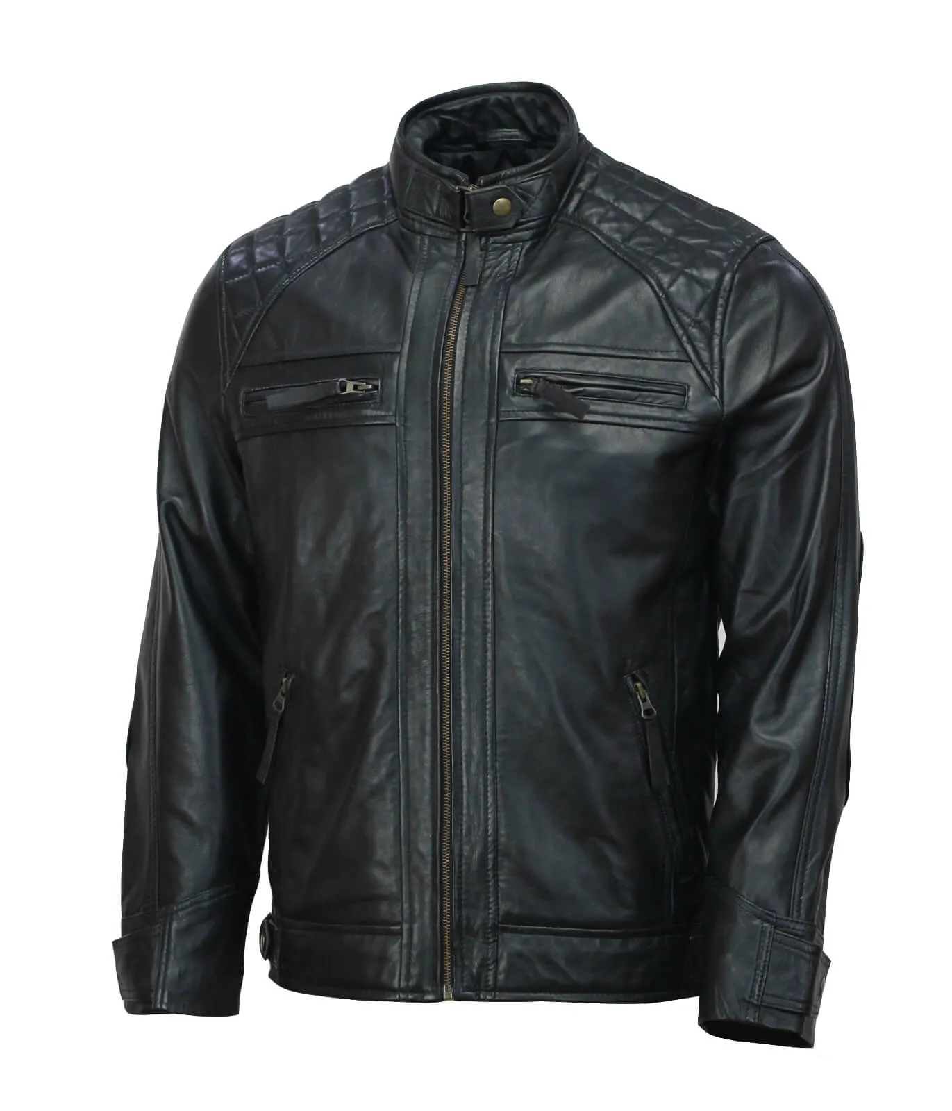 Men’s Black Moto Biker Leather Jacket