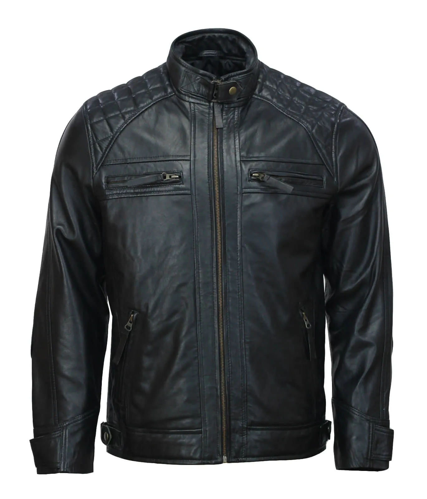 Men’s Black Moto Biker Leather Jacket