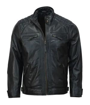 Men’s Black Moto Biker Leather Jacket