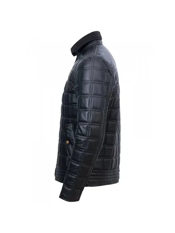 Men’s Block Quilted Leather Jacket