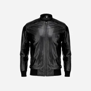 Men's Bomber Style Genuine Black Leather Motorcycle Jacket