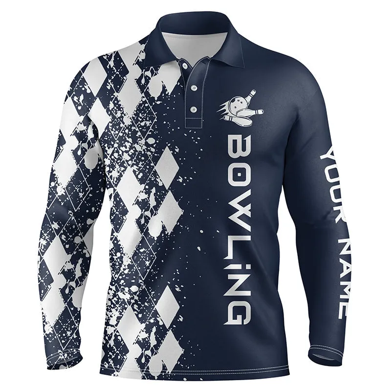 Men's Bowling Long Sleeve Polo Shirt Custom Multicolor Bowling Shirts For Men Personalized Bowling Gift Bowler Jerseys