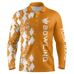 Men's Bowling Long Sleeve Polo Shirt Custom Multicolor Bowling Shirts For Men Personalized Bowling Gift Bowler Jerseys