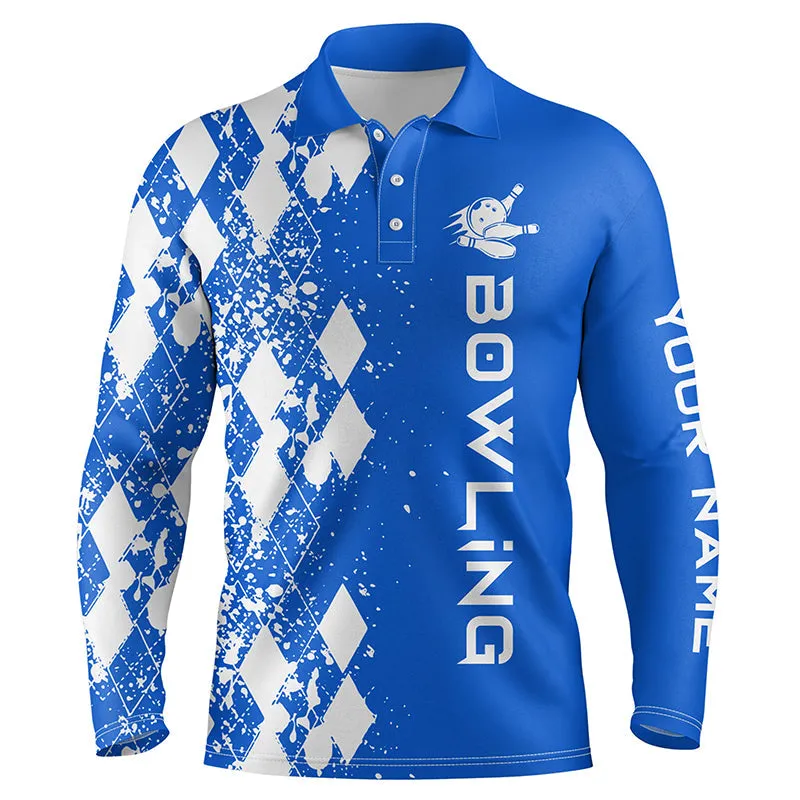 Men's Bowling Long Sleeve Polo Shirt Custom Multicolor Bowling Shirts For Men Personalized Bowling Gift Bowler Jerseys