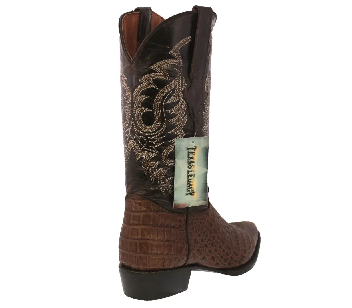 Mens Brown Alligator Belly Print Leather Cowboy Boots J Toe