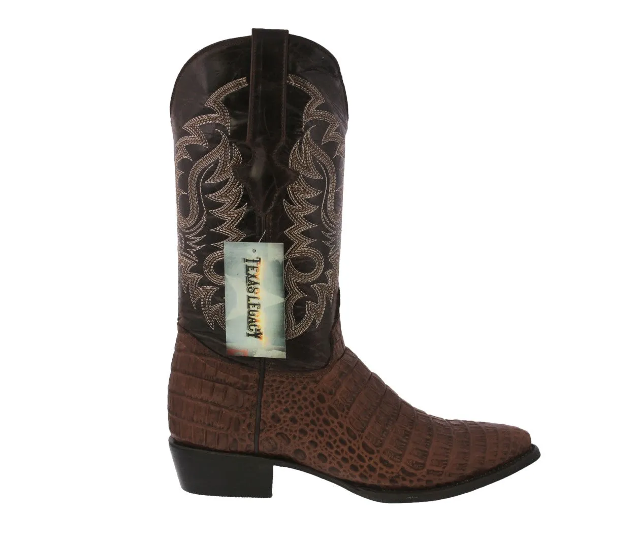 Mens Brown Alligator Belly Print Leather Cowboy Boots J Toe