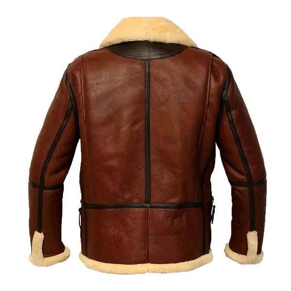 Men's Brown Aviator B3 Bomber Leather Jacket