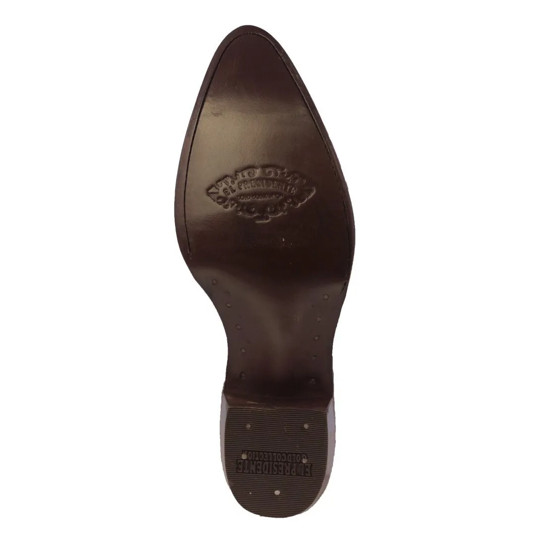 Mens Brown Full Crocodile Tail Print Cowboy Boots - J Toe