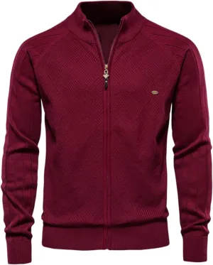 Mens Cable Knitted Bomber Jackets Mockneck Full Zip Cardigan Sweaters Button Down Cashmere Thermal Chunky Coats
