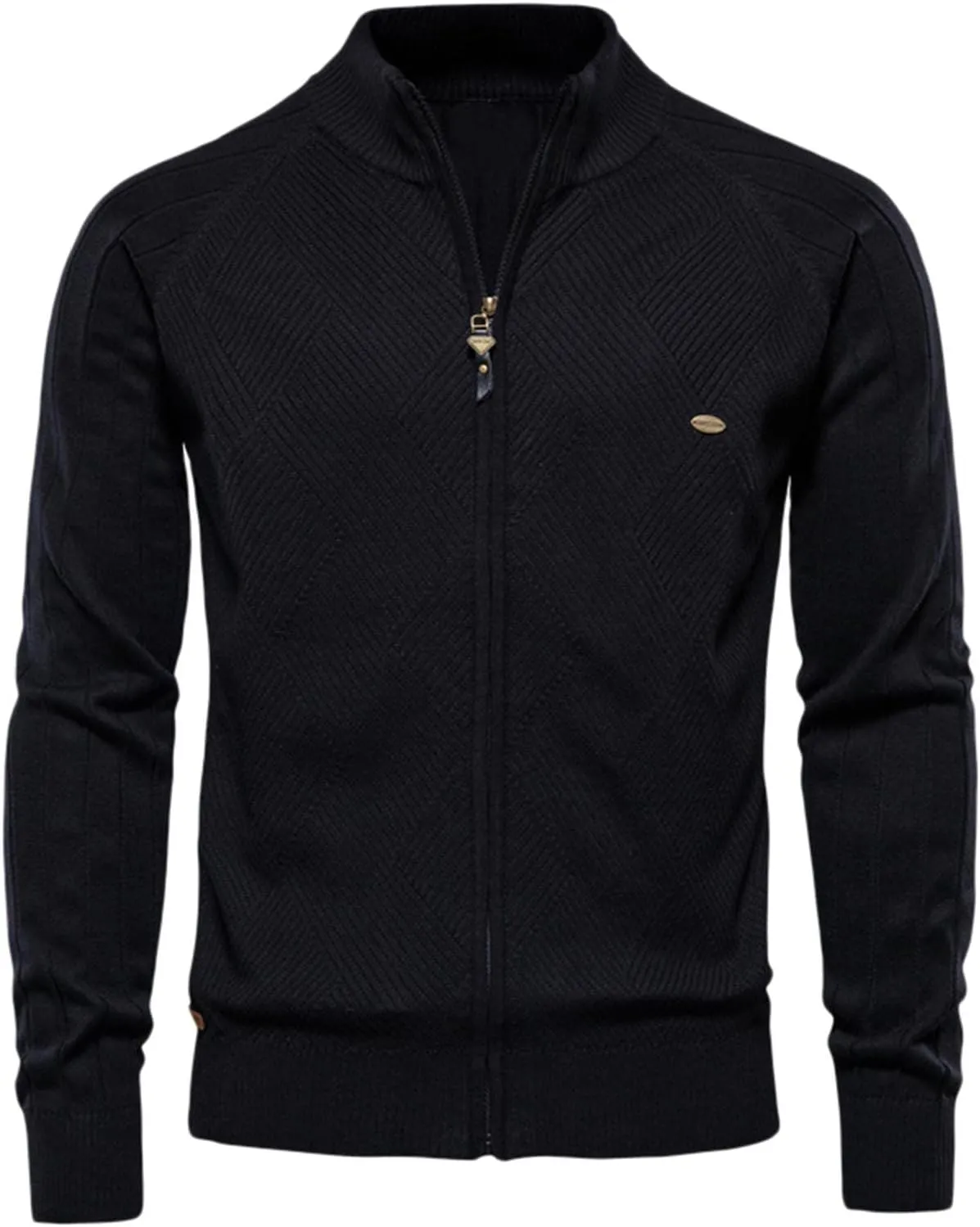 Mens Cable Knitted Bomber Jackets Mockneck Full Zip Cardigan Sweaters Button Down Cashmere Thermal Chunky Coats