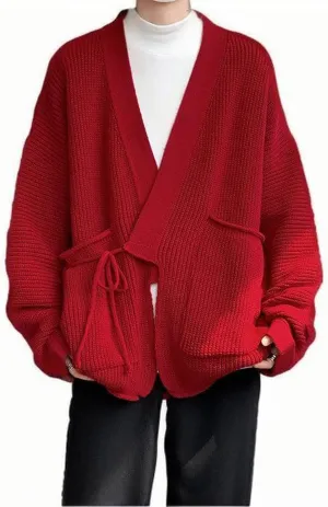 Mens Cardigan Sweaters Coat Open Front Rib Chunky Knitwear Coats Oversize Cable Knitted Ribbed Jackets Outerwear