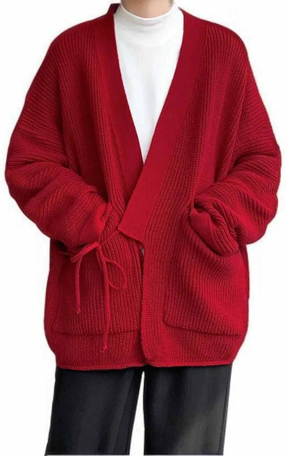 Mens Cardigan Sweaters Coat Open Front Rib Chunky Knitwear Coats Oversize Cable Knitted Ribbed Jackets Outerwear
