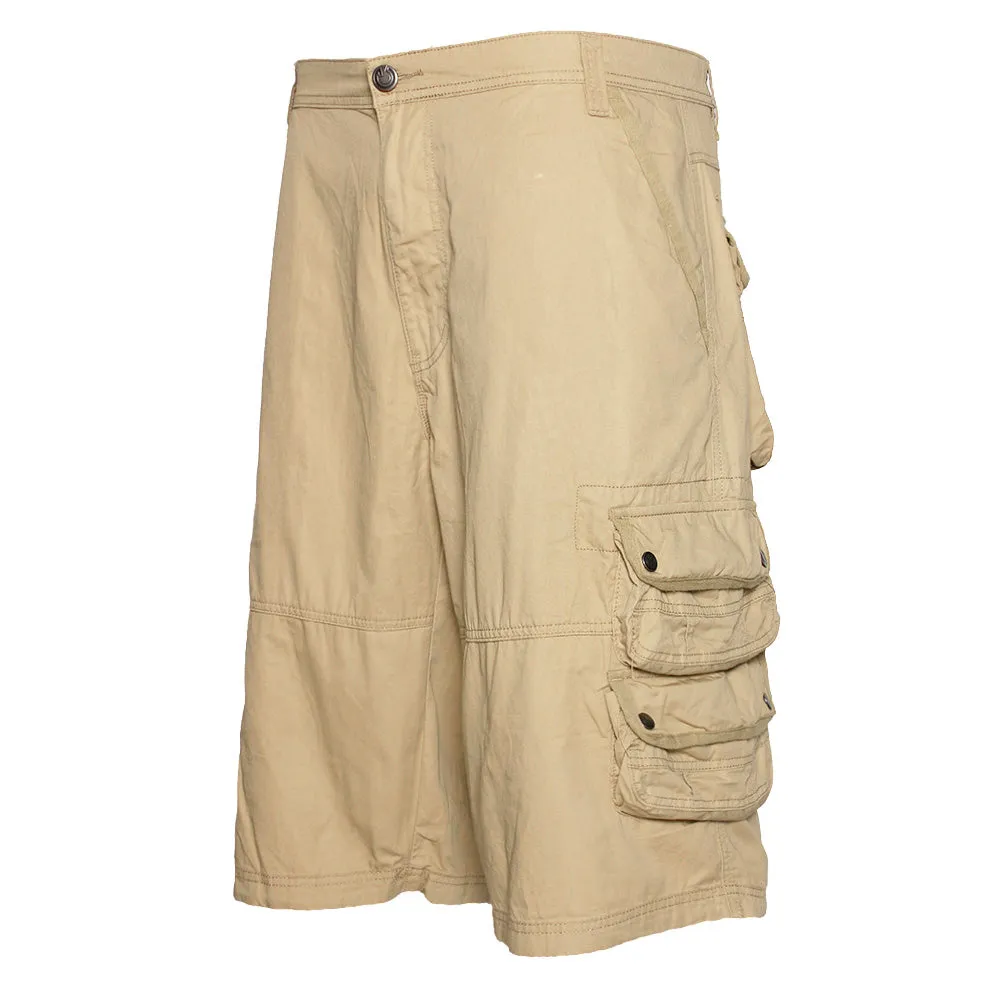 Men's Cargo Pocket Shorts Cotton Knee Length Casual Fit DBFL