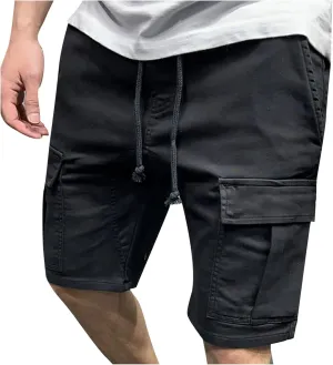 Mens Cargo Shorts Big and Tall Drawstring Shorts Stretchy Sweat Shorts Loose Fit Gym Shorts Summer Athletic Shorts