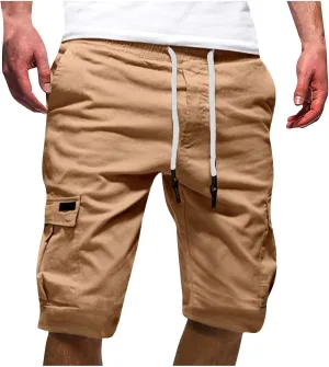 Mens Cargo Shorts Big and Tall Elastic Waist Hiking Shorts Drawstring Stretch Lightweight Athletic Shorts Gym Shorts