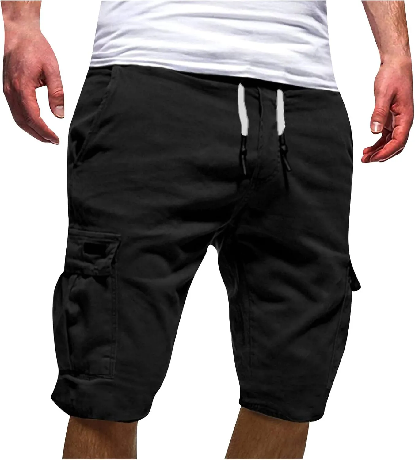 Mens Cargo Shorts Big and Tall Elastic Waist Hiking Shorts Drawstring Stretch Lightweight Athletic Shorts Gym Shorts