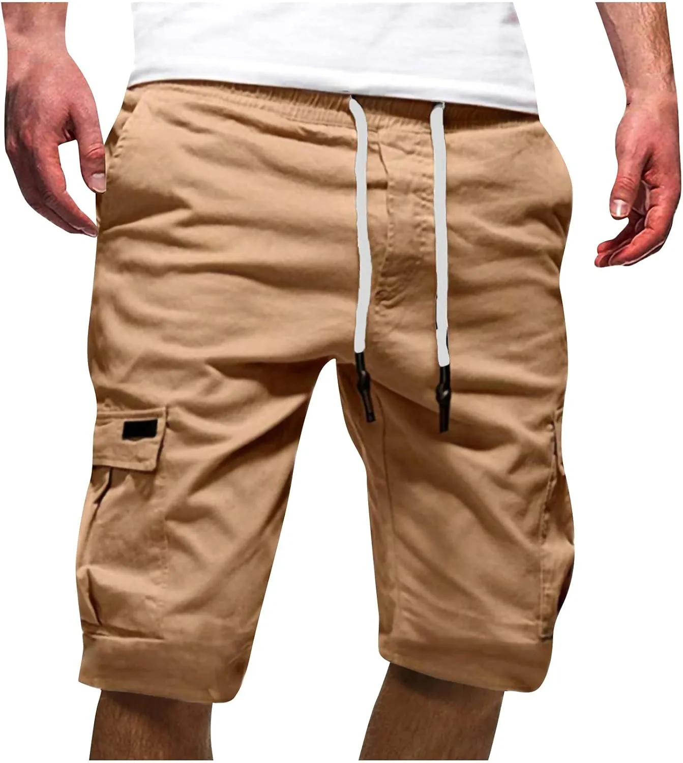 Mens Cargo Shorts Big and Tall Elastic Waist Hiking Shorts Drawstring Stretch Lightweight Athletic Shorts Gym Shorts