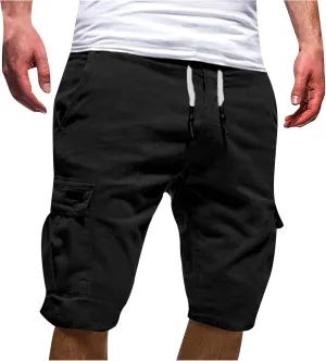 Mens Cargo Shorts Big and Tall Elastic Waist Hiking Shorts Drawstring Stretch Lightweight Athletic Shorts Gym Shorts