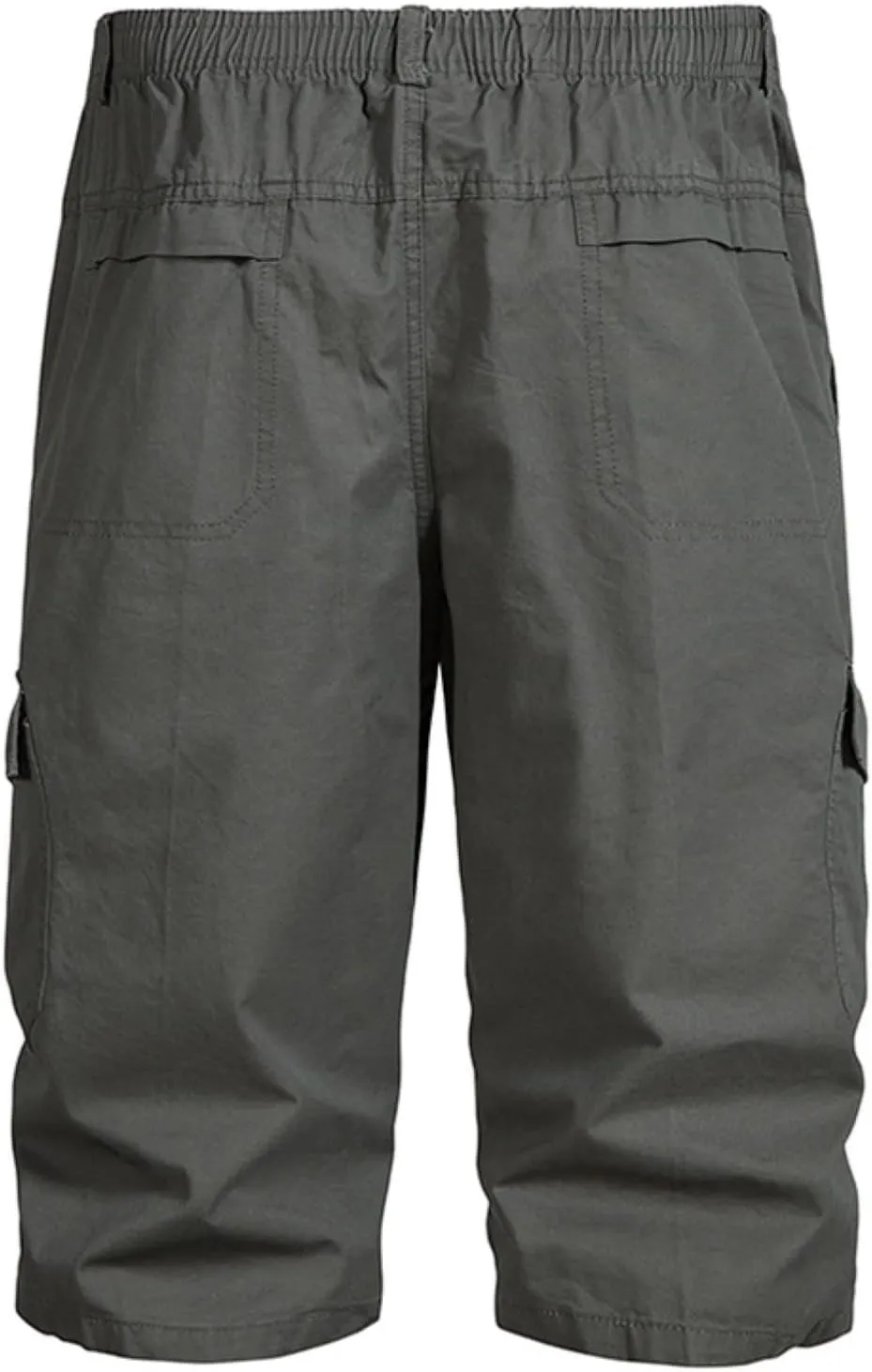 Men's Cargo Shorts Casual Twill Elastic 3/4 Capri Pants Below Knee Long Shorts with 7 Pockets Cargo Capris Men Summer Shorts