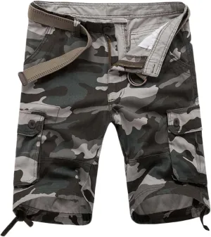 Men's Cargo Shorts Cotton Shorts Multi Pocket Workout Loose Fit Shorts Military Cargo Shorts with No Belt