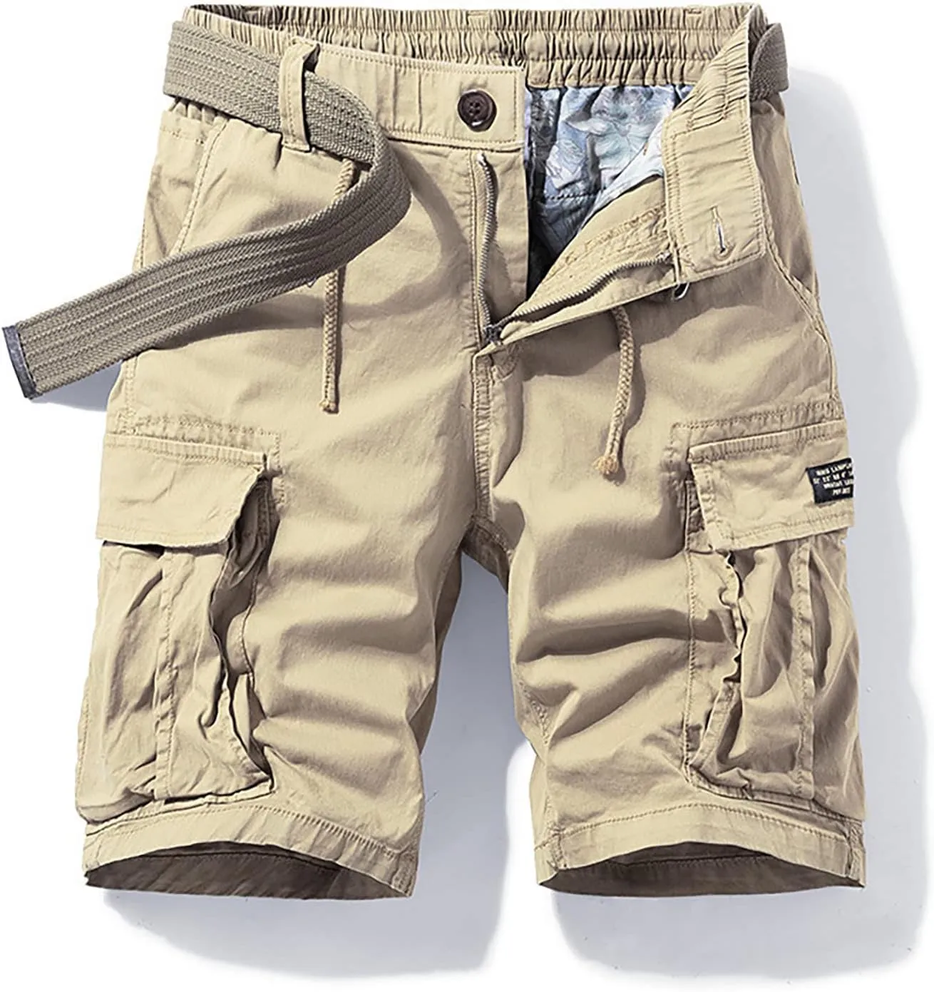 Mens Cargo Shorts Elastic Waist Outdoor Tactical Shorts Lightweight Breathable Athletic Shorts Loose Fit Gym Shorts