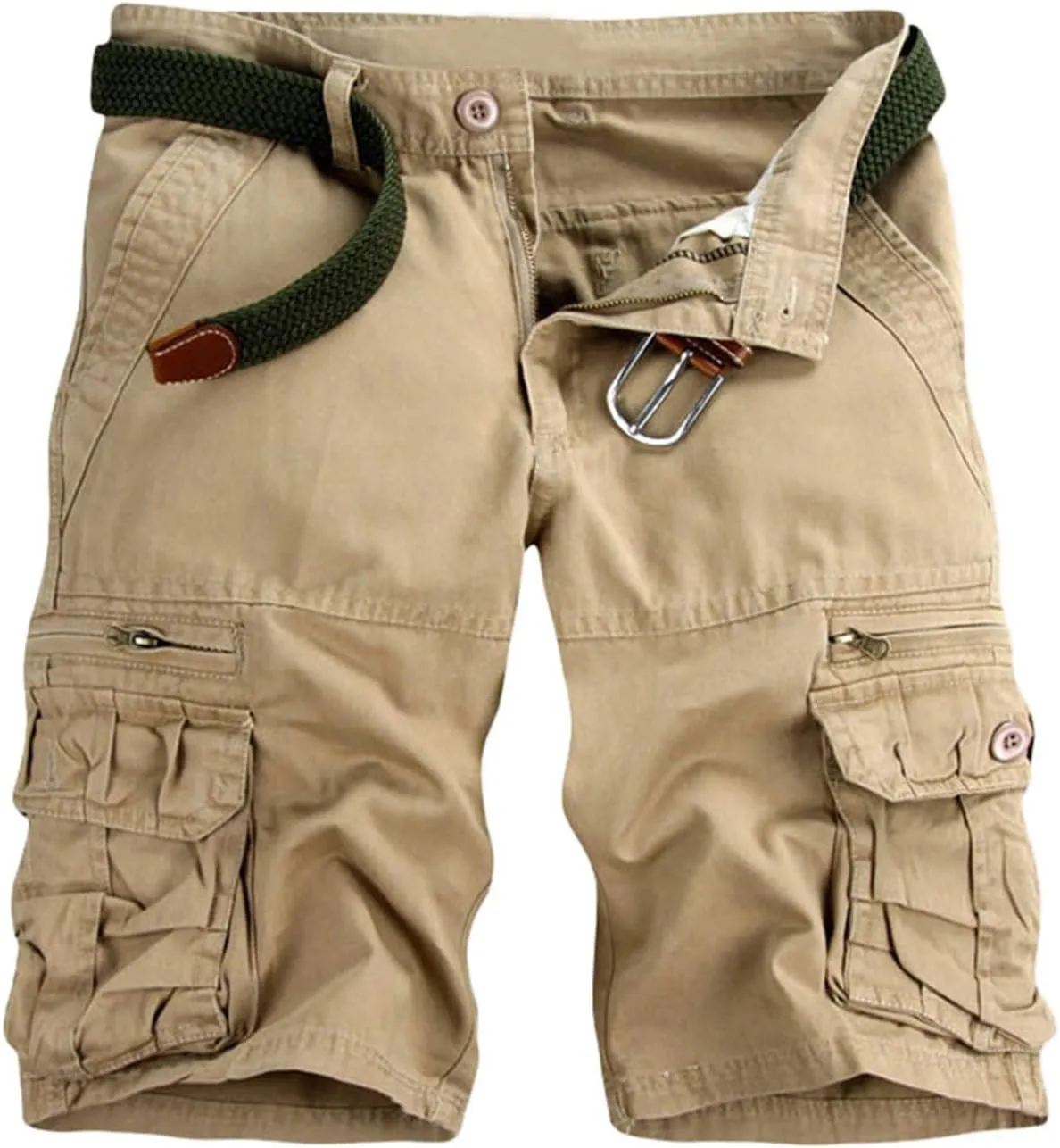 Men's Cargo Shorts Expandable Waist Cargo Pants Stretch Athletic Shorts Casual Workout Shorts Loose Lounge Shorts