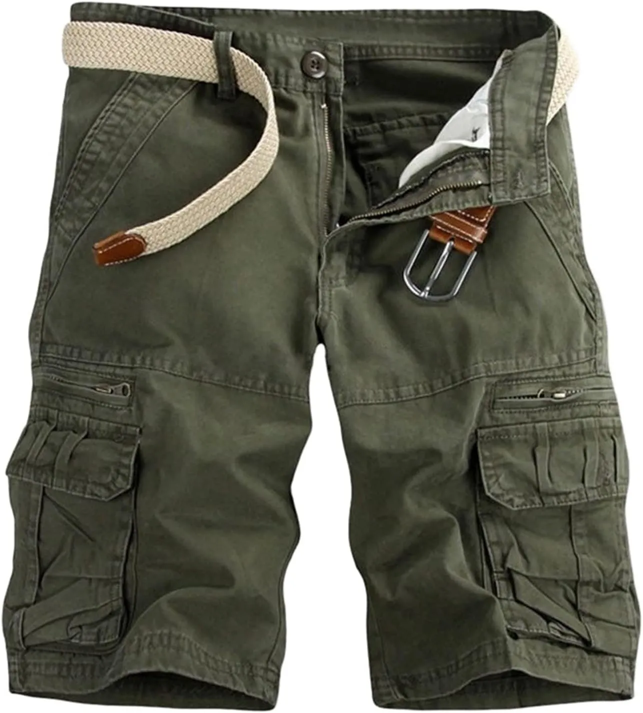 Men's Cargo Shorts Expandable Waist Cargo Pants Stretch Athletic Shorts Casual Workout Shorts Loose Lounge Shorts