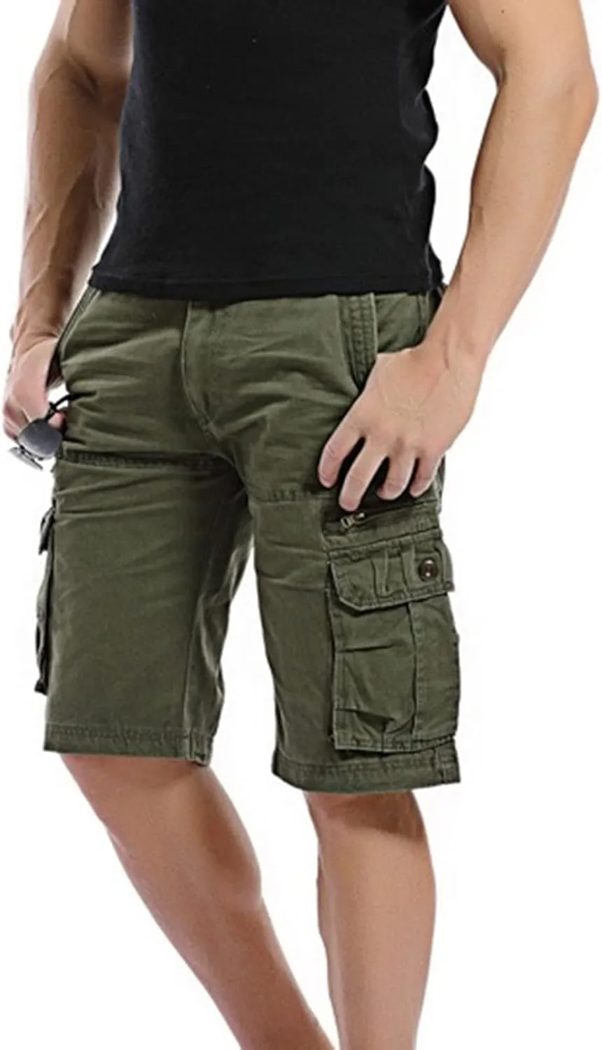 Men's Cargo Shorts Expandable Waist Cargo Pants Stretch Athletic Shorts Casual Workout Shorts Loose Lounge Shorts