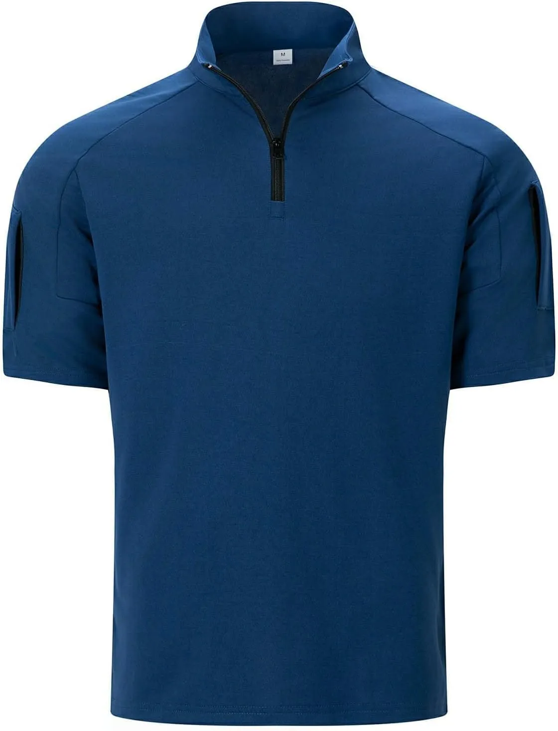 Mens Casual Business 1/4 Zipper Shirts Short Sleeve Stand Collar Muscle Pullover Tops Outdoor Athletic Golf Shirt
