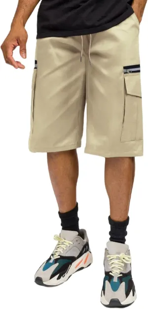 Men's Casual Cargo Shorts Wide Leg Baggy Hiking Shorts Elastic Waist Drawstring Running Pants Casual Simple Pants