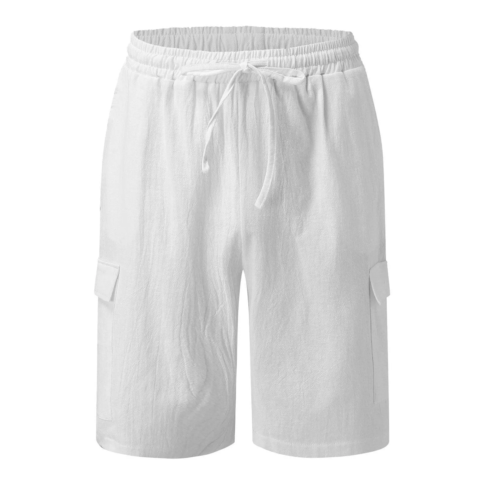 Men's Casual Hawaiian Cotton Linen Multi-Pocket Shorts