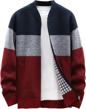 Mens Casual Knit Sweater Jackets Cardigans Slim Fit Button Sweater with Pockets Loose Fall Winter Jackets Outerwear