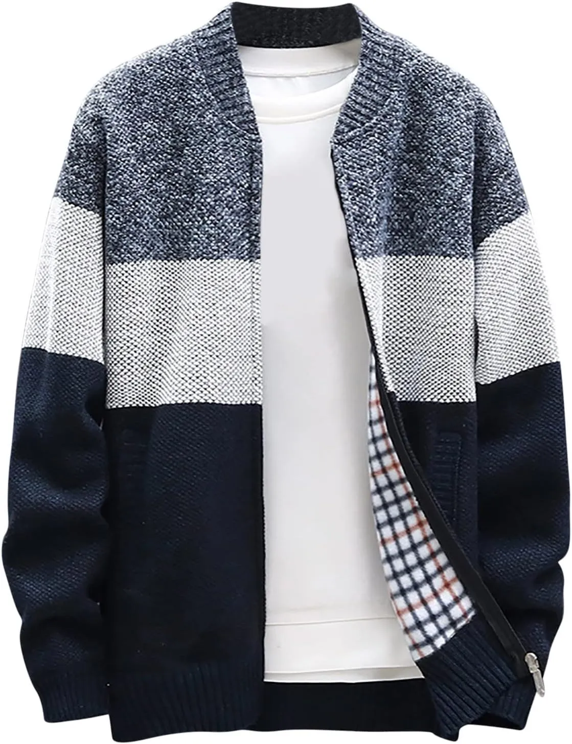 Mens Casual Knit Sweater Jackets Cardigans Slim Fit Button Sweater with Pockets Loose Fall Winter Jackets Outerwear
