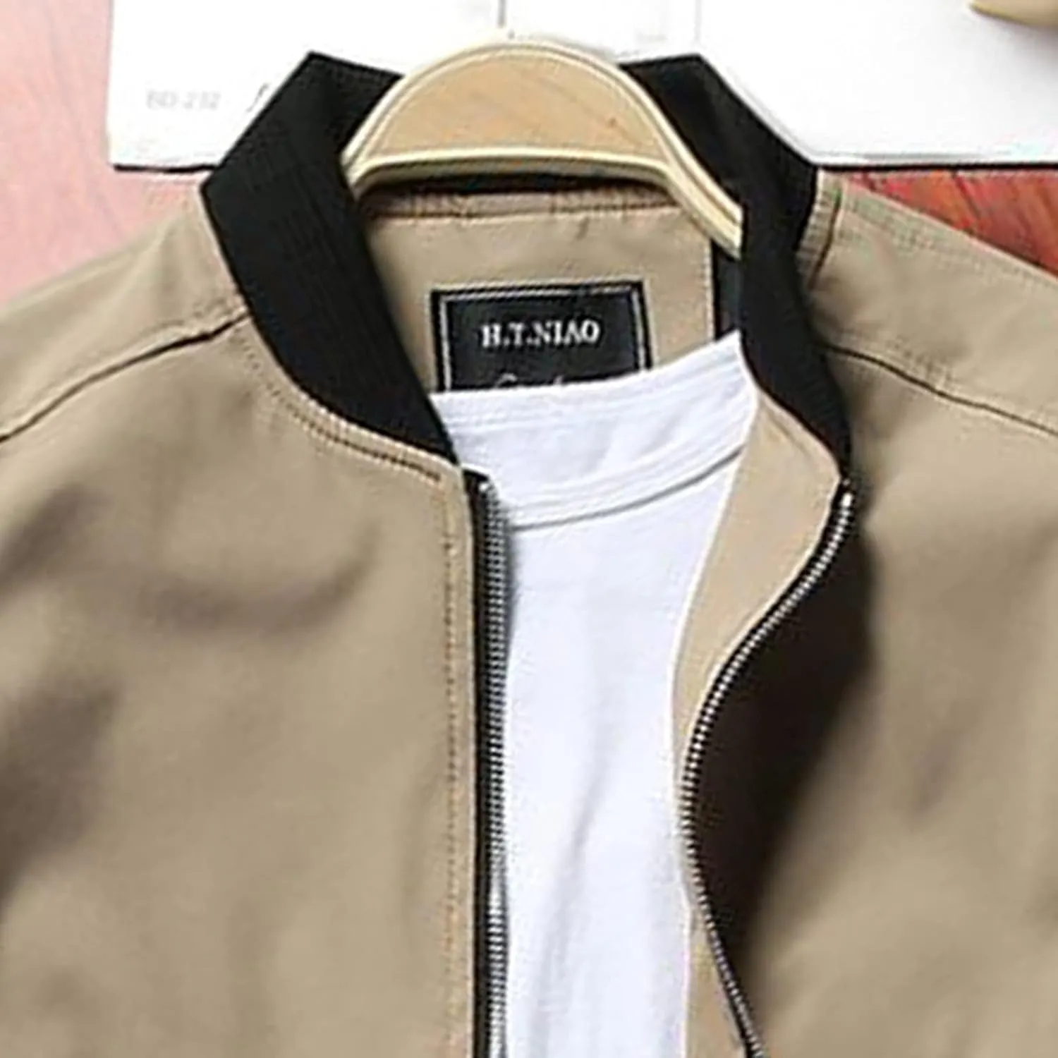 Mens Casual Lightweight Jacket Softshell Flight Bomber Jacket Varsity Windbreaker