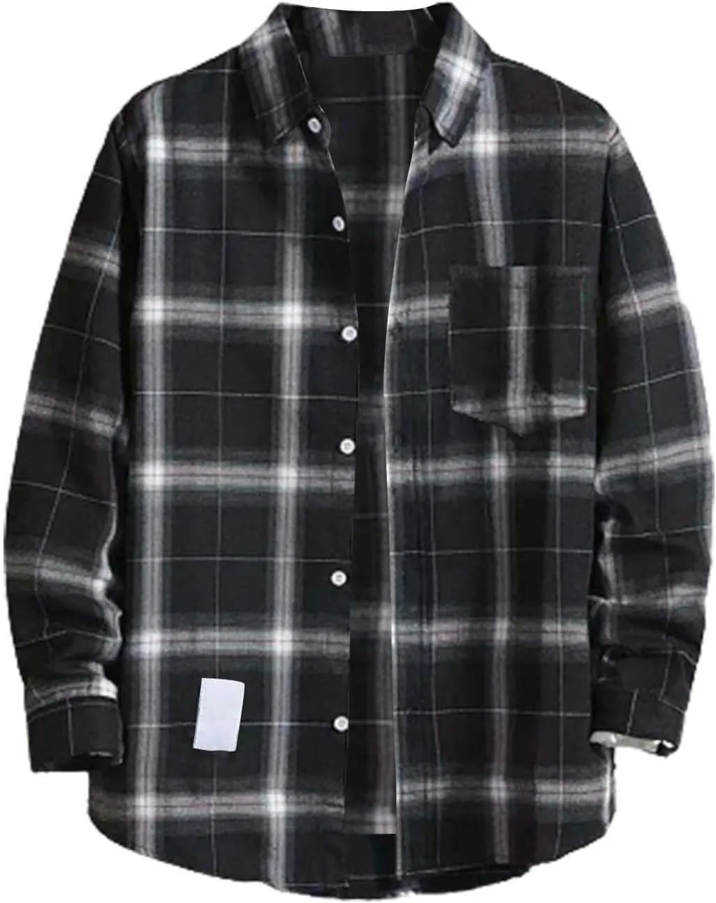 Men's Casual Plaid Flannel Long Sleeve Button Down Shirt Big and Tall Flannel Casual Shirts Lightweight Camp Shirts