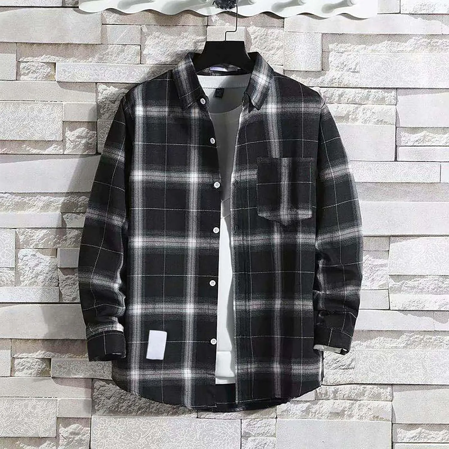 Men's Casual Plaid Flannel Long Sleeve Button Down Shirt Big and Tall Flannel Casual Shirts Lightweight Camp Shirts