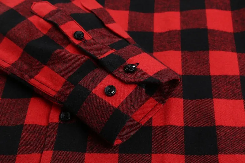 Men's Casual Plaid Flannel Long Sleeved Shirt | Plus Size