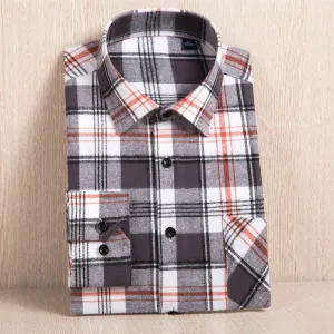 Men's Casual Plaid Flannel Long Sleeved Shirt | Plus Size