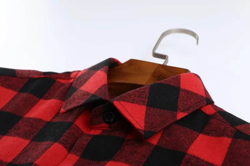 Men's Casual Plaid Flannel Long Sleeved Shirt | Plus Size