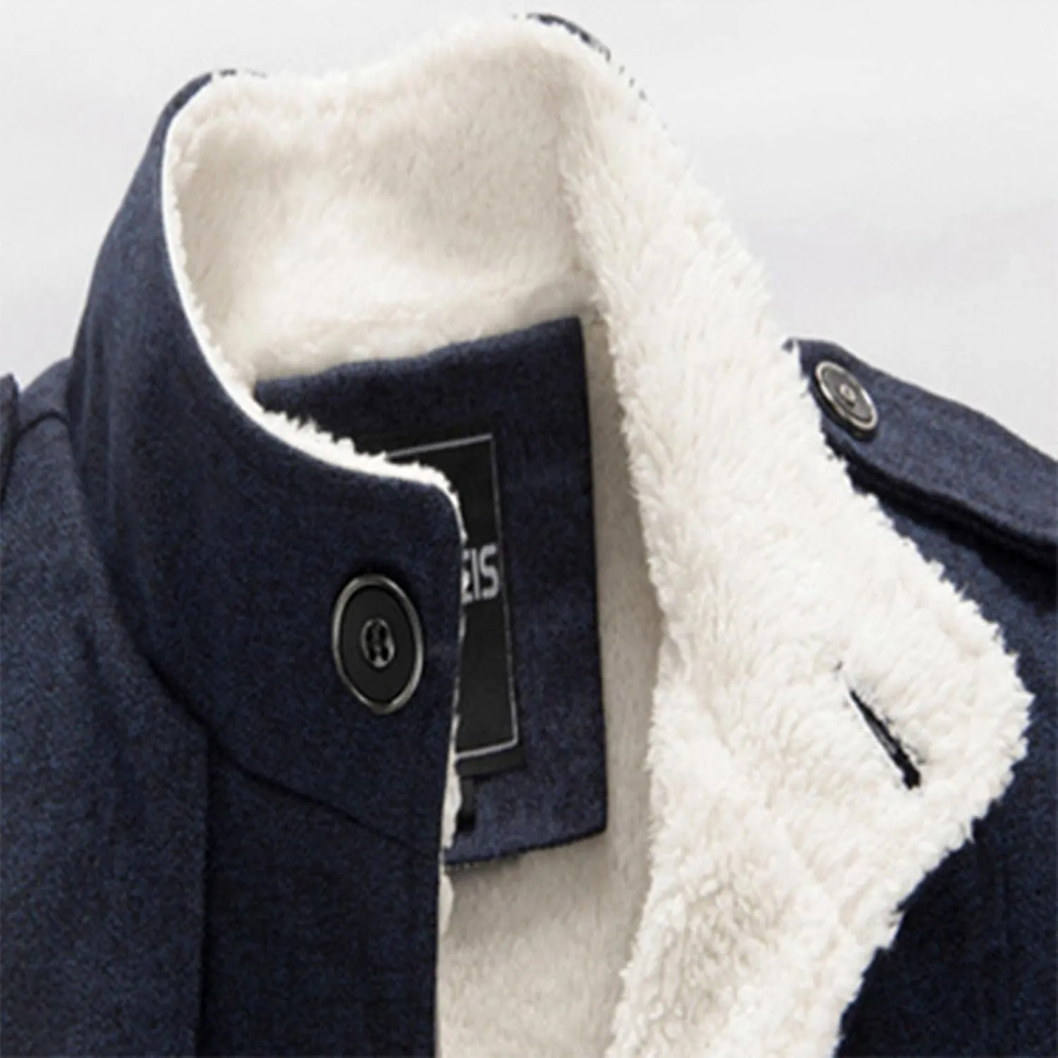 Mens Casual Sherpa Fleece Lined Wool Blend Jackets Winter Warm Cotton Cargo Coats Single-breasted Military Jackets L-4XL