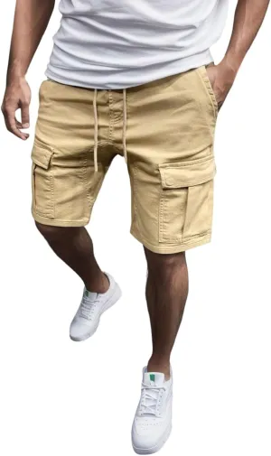 Mens Casual Shorts - Cotton Drawstring Summer Beach Stretch Twill Chino Golf Shorts Classic Shorts Casual Shorts