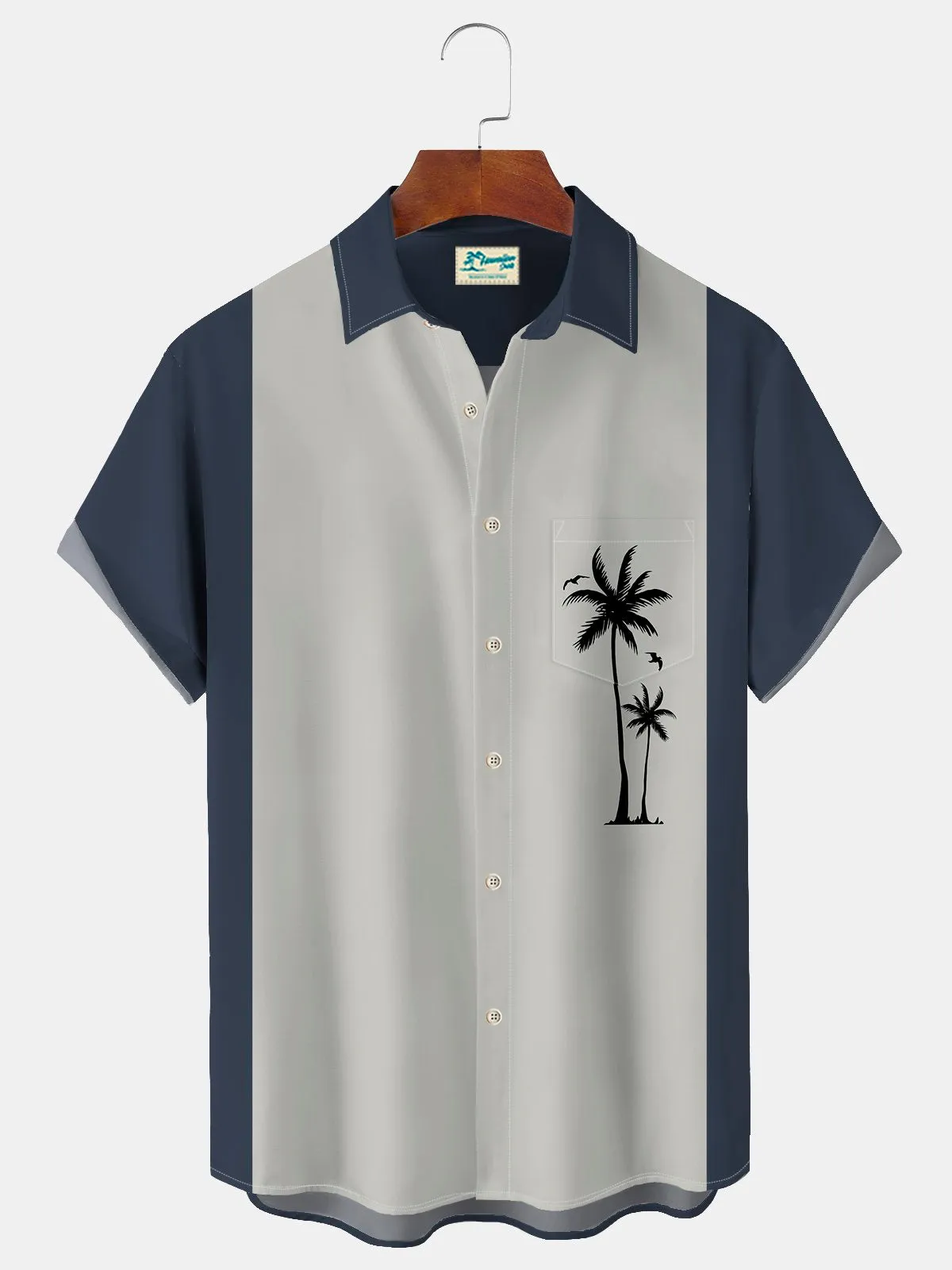 Men's Casual Simple Hawaiian Geometric Juice Print Shirt With Pockets