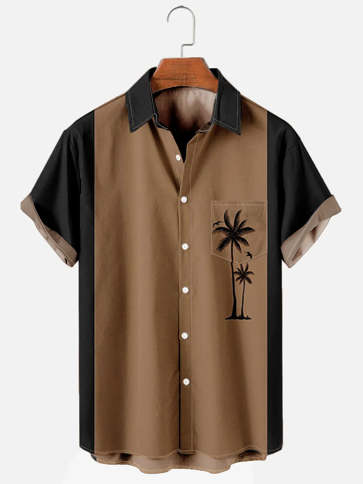 Men's Casual Simple Hawaiian Geometric Juice Print Shirt With Pockets