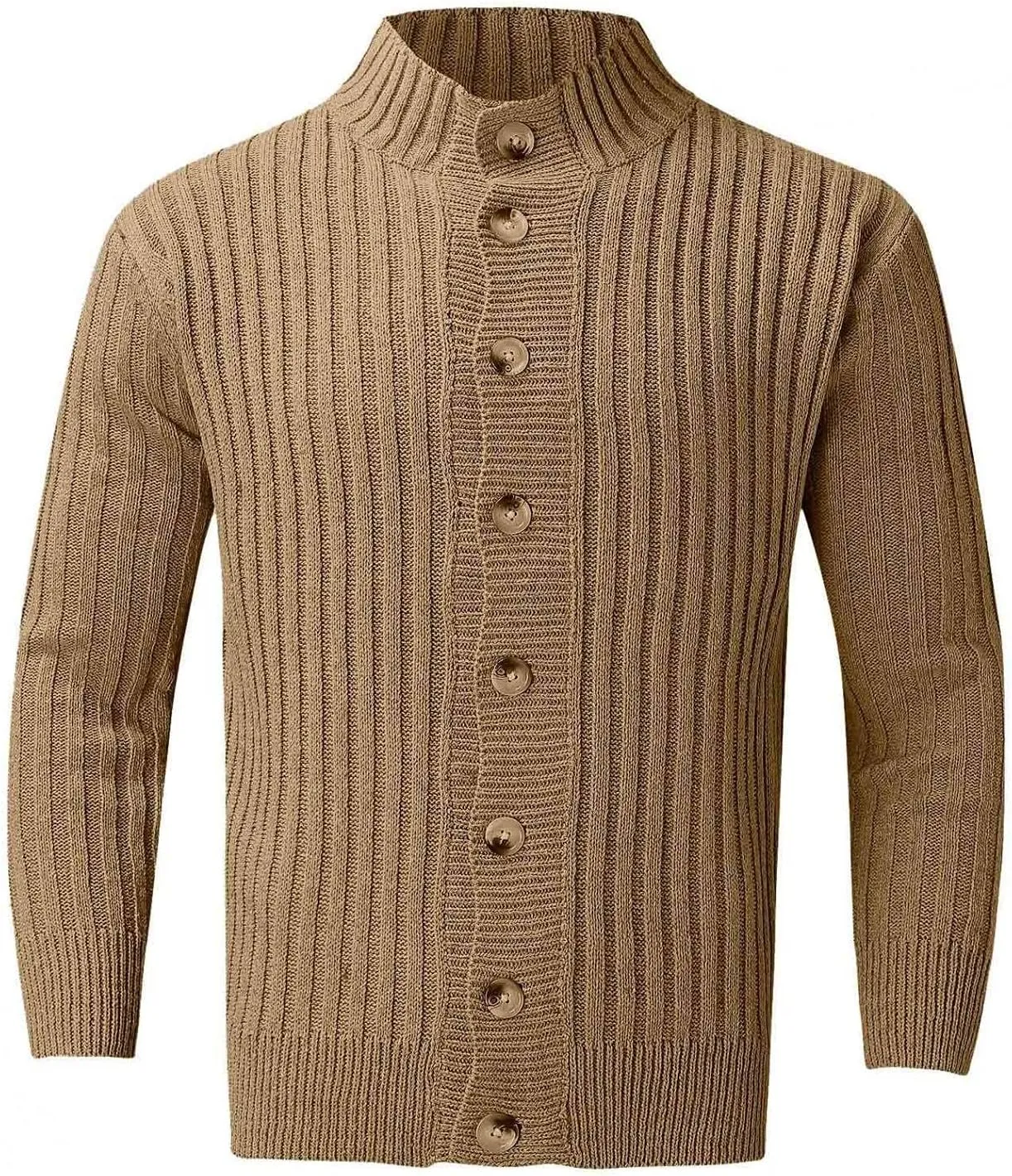 Mens Casual Stand Collar Cable Knit Cardigans Regular Fit Button Down Long Sleeve Casual Open Front Cardigan Sweaters