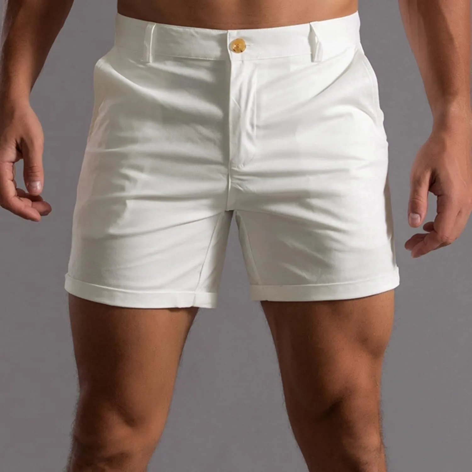 Men's Chino Shorts Casual Summer Stretch Moisture-Wicking Golf Dress Short with Zipper Pocket